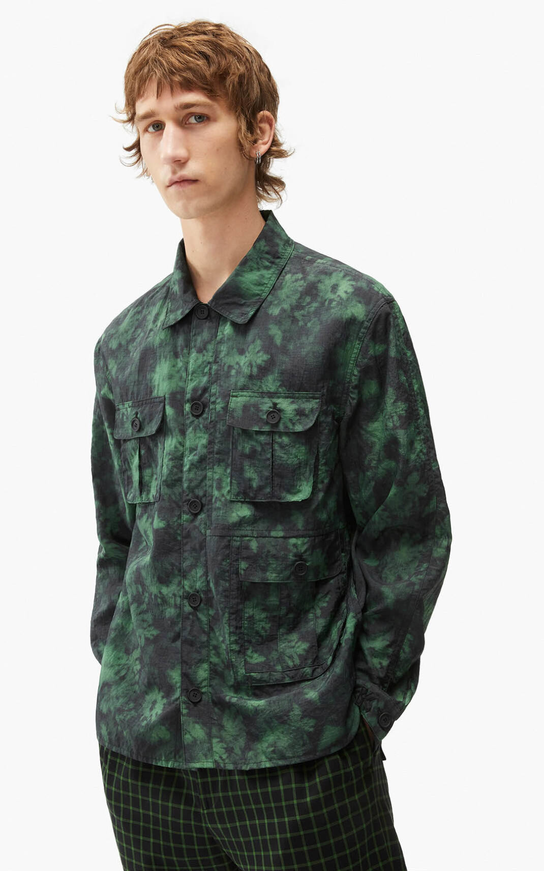 Chemise Kenzo Ghost Flower Homme Vert Foncé | ARQU-36197